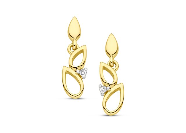 V3783 oorringen 18ct geelgoud briljant 0.020ct