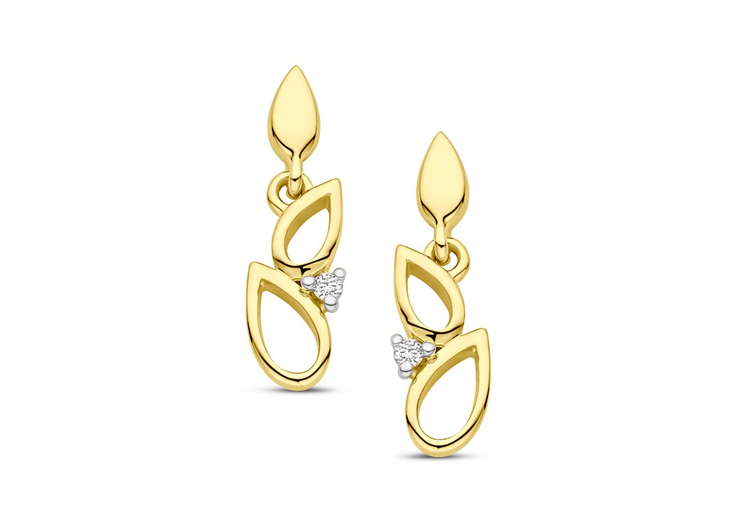 V3783 oorringen 18ct geelgoud briljant 0.020ct