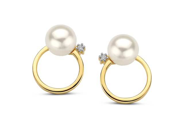 y2570 Pareloorring 18ct geelgoud briljant 0.020ct