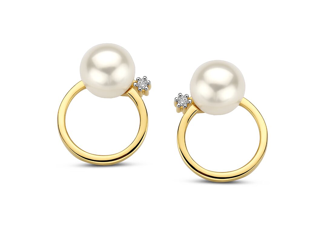 y2570 Pareloorring 18ct geelgoud briljant 0.020ct