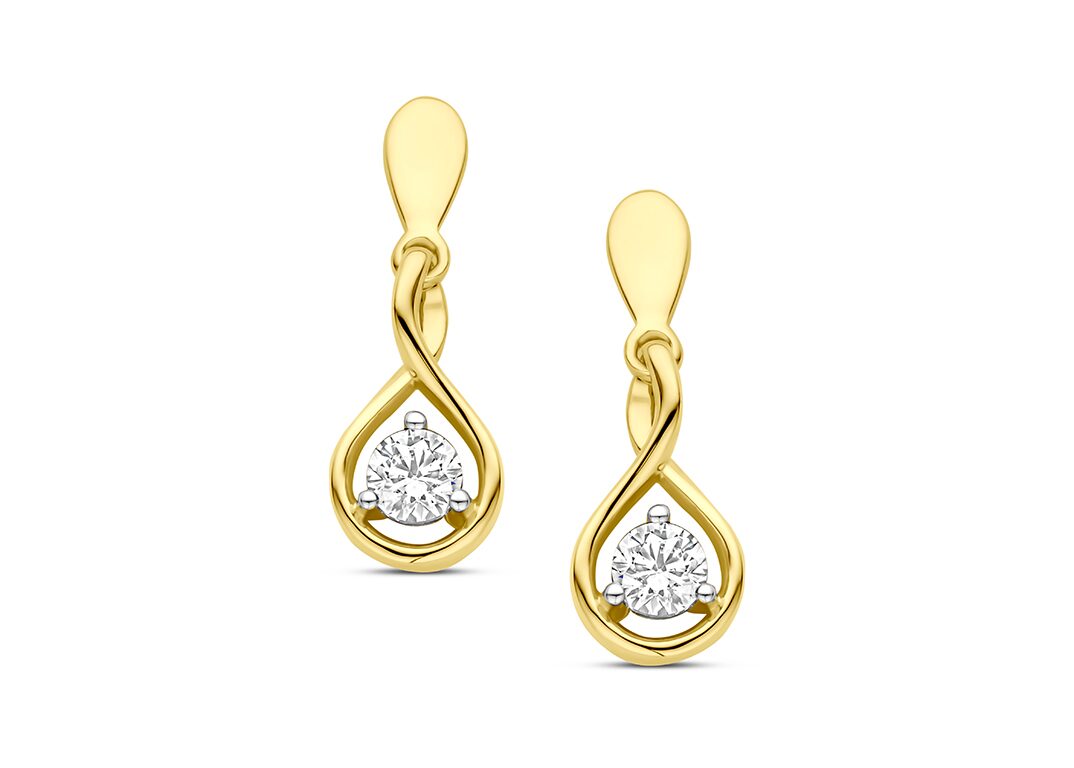 v3797 oorslingers  geelgoud 18ct zirconium
