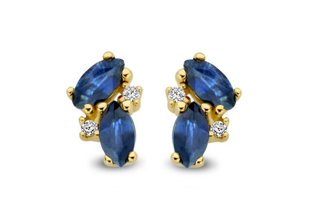 V3656 You and Me Ooringen geelgoud  18ct briljant en saffier 