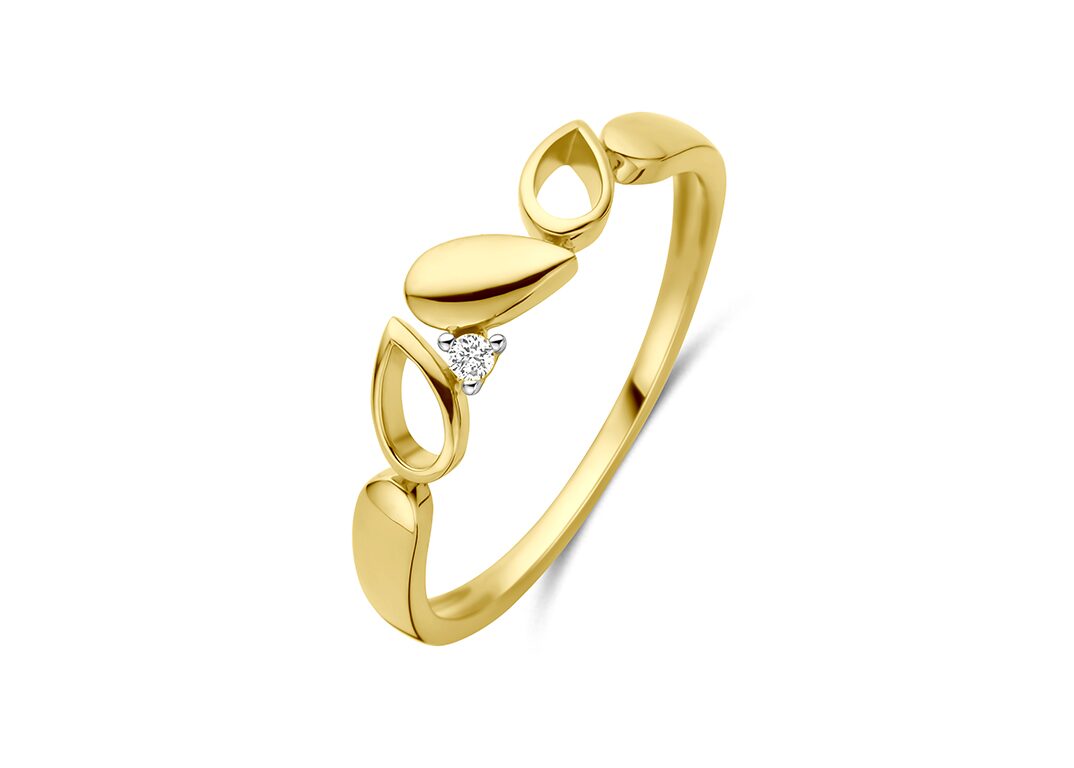 V4949 You and me ring 18ct geelgoud briljant 0.015ct 