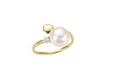 Y2607  parelring 18ct geelgoud briljant 0.030ct