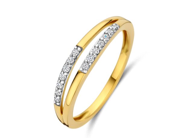 V4997 ring 18ct  wit en geelgoud zirconium 