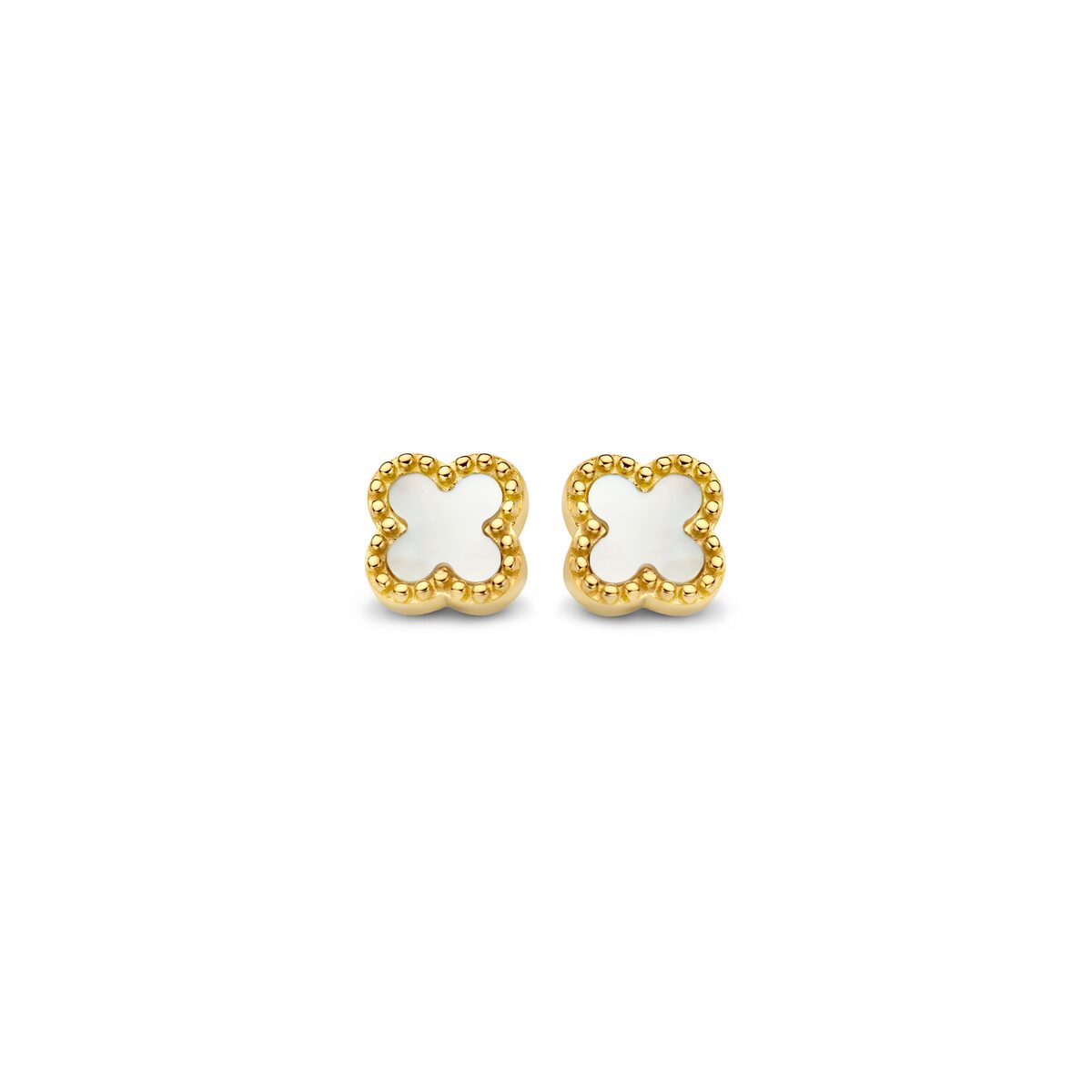 Oorbellen zilver geel verguld + bloem met nacre Naiomy N3Z62