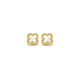 Oorbellen zilver geel verguld + bloem met nacre Naiomy N3Z62