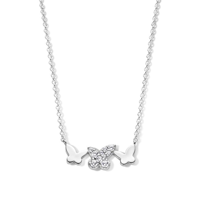 Halketting zilver met vlinder motief 
