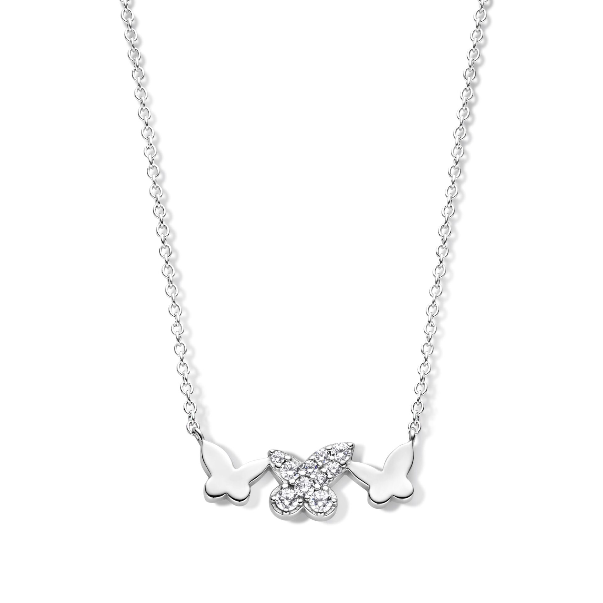 Halketting zilver met vlinder motief 