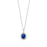 Zilveren ketting + hanger met blauwe + witte zirconium 40-42-45 cm Naiomy N3U52