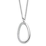 N5K62
Zilveren ketting + hanger open ovaal + CZ 42+45cm Naiomy