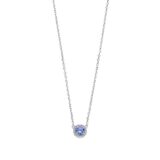 Zilveren ketting+hanger entourage lichtblauwe steen+zirconia 40+2cm Naiomy N3Y64