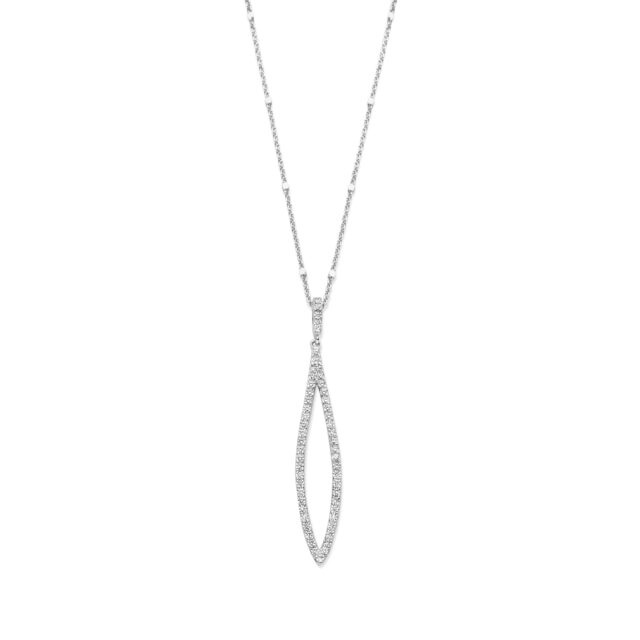 Naiomy  zilveren  halsketting met hanger gezet met zirconium lengte 40-42-45