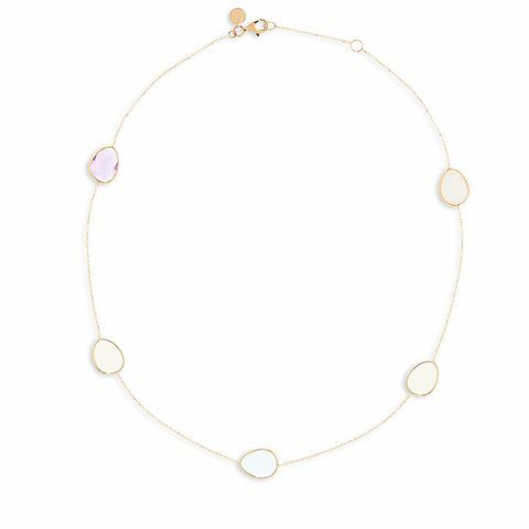 Italo bottene halsketting 14ct topaas, roze quartz en amethist