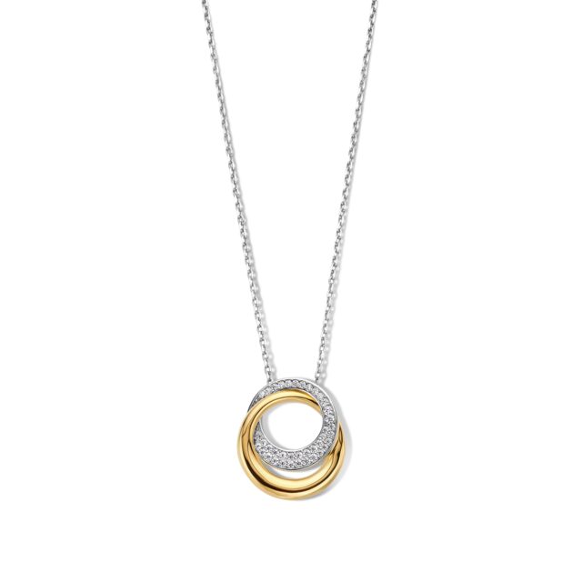 Zilveren hanger  blauw met zirconium+ ketting 40-42-45cm Naiomy n3x52