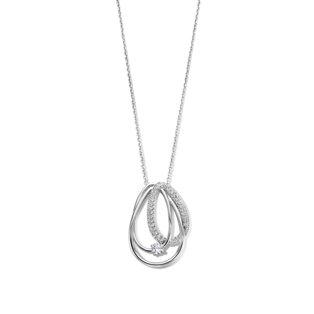 Zilveren hanger met zirconium+ ketting 40-42-45cm Naiomy n3t64