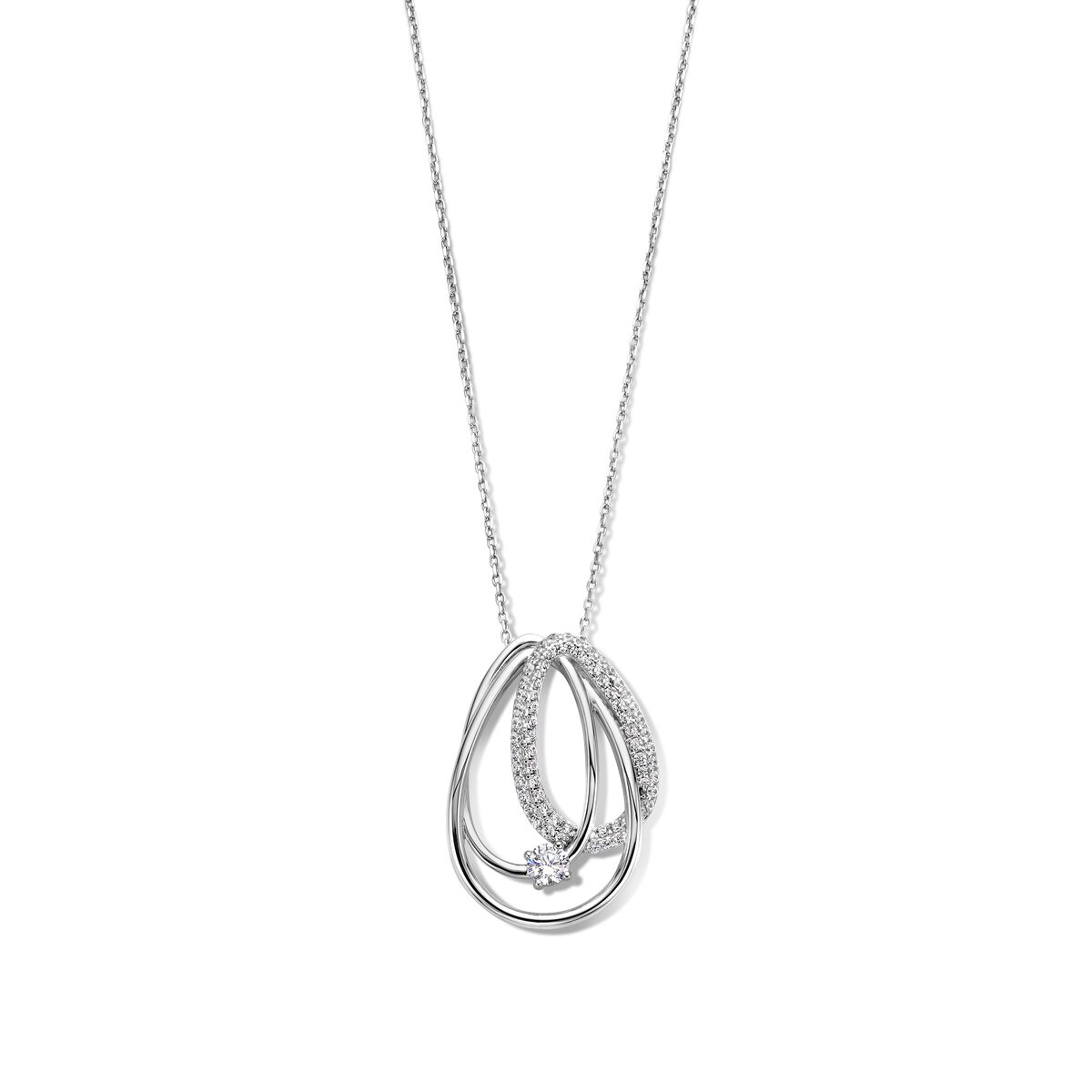 Zilveren hanger met zirconium+ ketting 40-42-45cm Naiomy n3t64