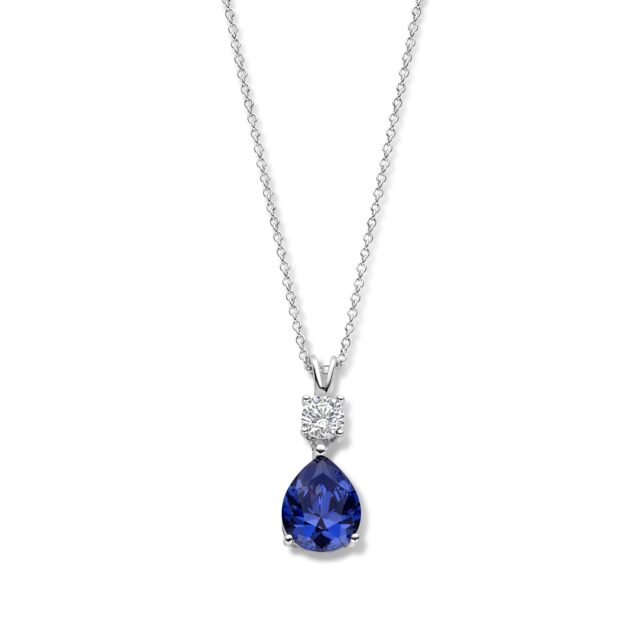 Naiomy  zilveren halsketting met hanger blauw 