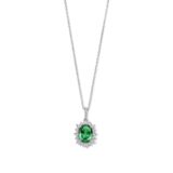 Zilveren ketting + hanger met groene + witte zirconium 40-42-45 cm Naiomy N3U55
