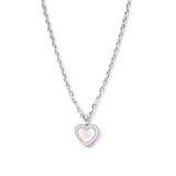 Naiomy Princess zilveren halsketting +hanger hart parelmoer roze 