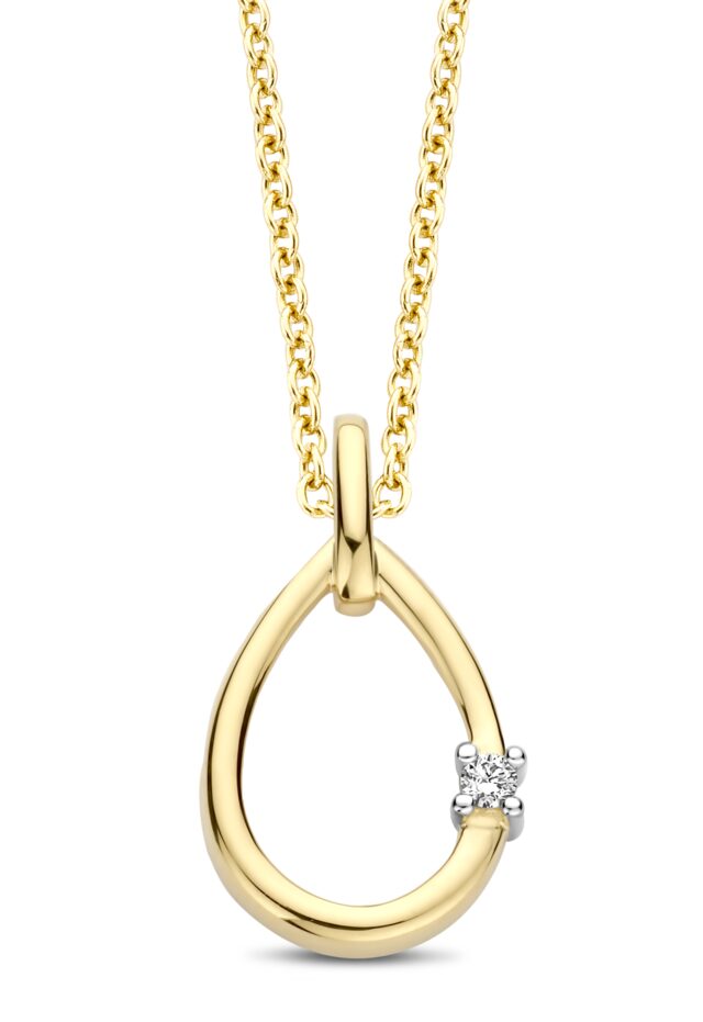 Y2026  hanger 18ct geelgoud met briljant 0.020ct Lengte / breedte 16.25x9.4mm