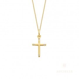 Aucielle AH0062D hanger kruis geelgoud briljant 0.020ct 15.5 x 9.5mm