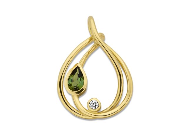 Emotions PP1273GGTB hanger geelgoud18ct met groene tourmalijn & briljant 0.05ct