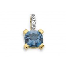 You and Me   geelgouden hanger  topaas london blue briljanten Y2211