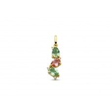 Emotions PP1294 geelgoud 18ct groene en roze toemalijn, topaas london blue