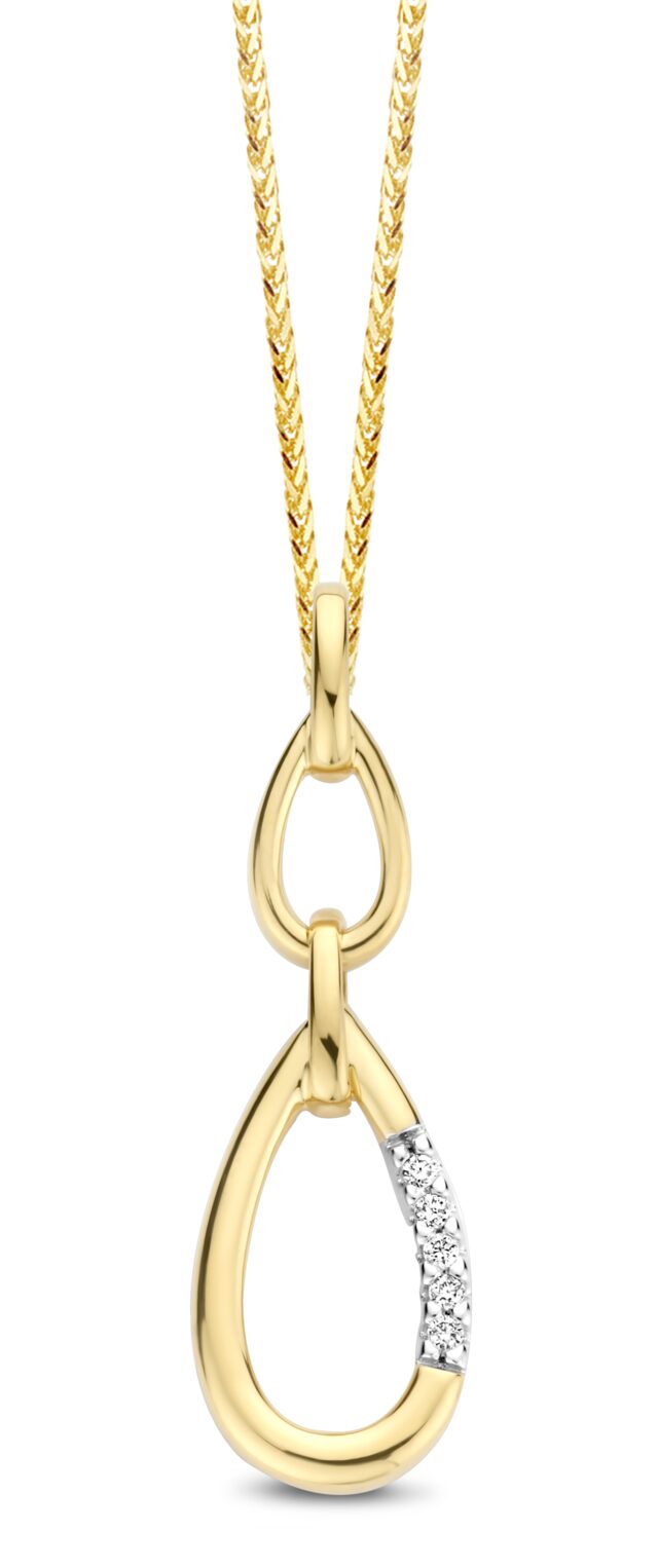 You and Me Y2006  hanger geelgoud 18ct briljant 0.03ct  Lx B 25.8x 8.1MM
