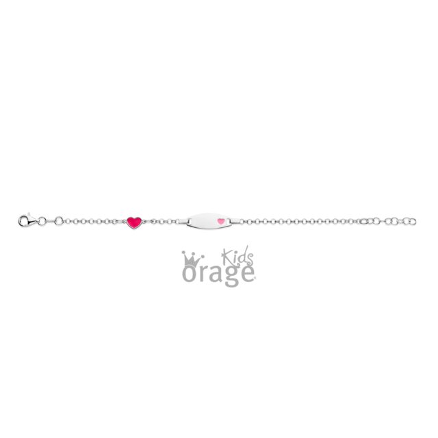 Orage kids geboortearmband zilver hartje roze K2535