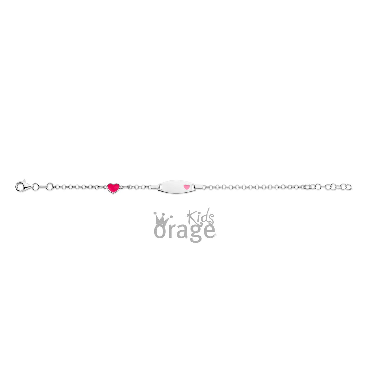 Orage kids geboortearmband zilver hartje roze K2535