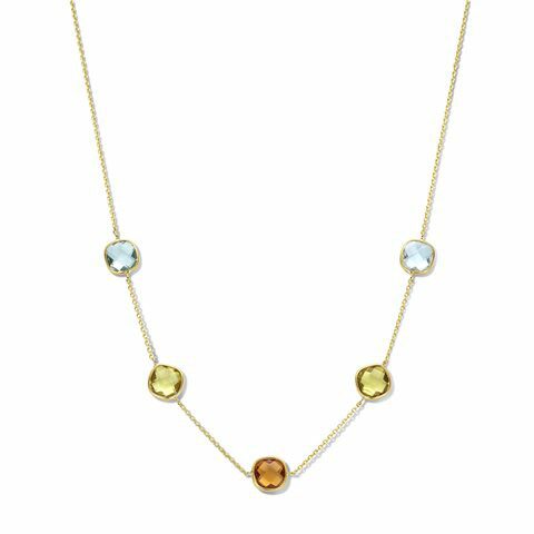Italo bottene geelgouden ketting Quartz, peridot, citrine co2190v2-18