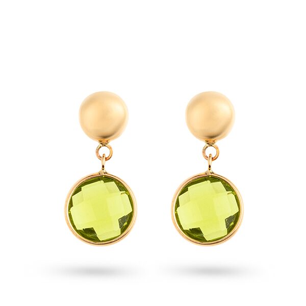 Italo Bottene oorringen 18ct geelgoud met peridot quarts 8mm