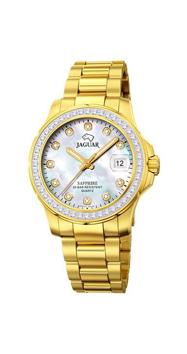 J895/1 PARELWITTE DAMES ZWITSERS HORLOGE JAGUAR EXECUTIVE DAME