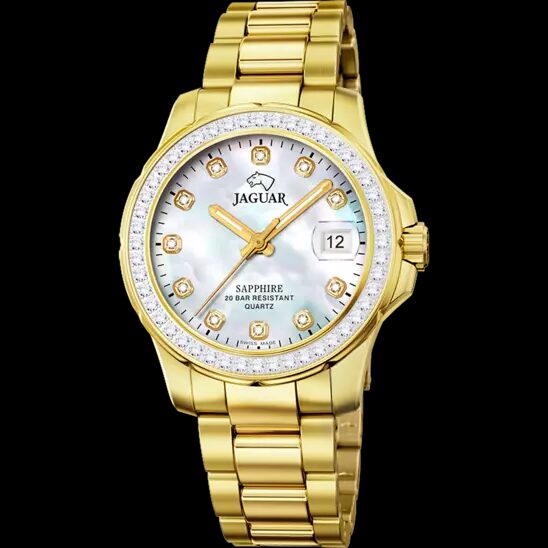 J895/1 PARELWITTE DAMES ZWITSERS HORLOGE JAGUAR EXECUTIVE DAME