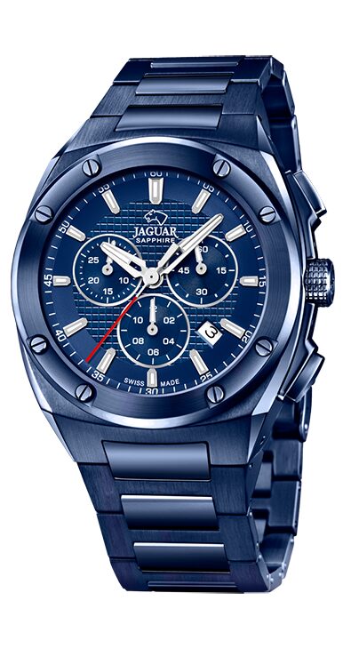 J991/1 BLAUW HEREN ZWITSERS HORLOGE JAGUAR EXECUTIVE