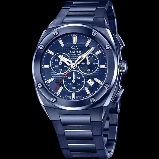J991/1 BLAUW HEREN ZWITSERS HORLOGE JAGUAR EXECUTIVE