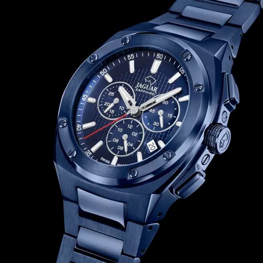 J991/1 BLAUW HEREN ZWITSERS HORLOGE JAGUAR EXECUTIVE