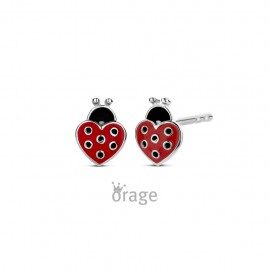 K3006 Oorringen lieveheersbeestje rood 925 rh