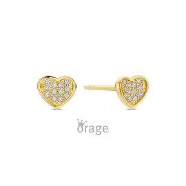 K2909 Oorringen hart verguld geel zirconium