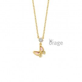 K3102 Ketting vlinder verguld geel goud zirconium