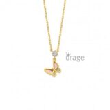 K3102 Ketting vlinder verguld geel goud zirconium