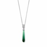Zilveren hanger pavé + zirconium + groene steen 40-42-45cm Naiomy N3R58