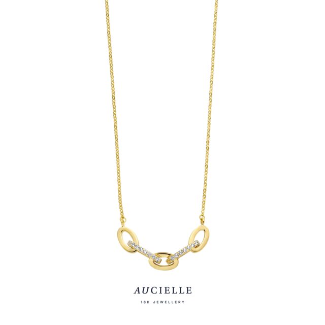 Aucielle ketting  ak0004c/45 geelgoud 18ct zirconium