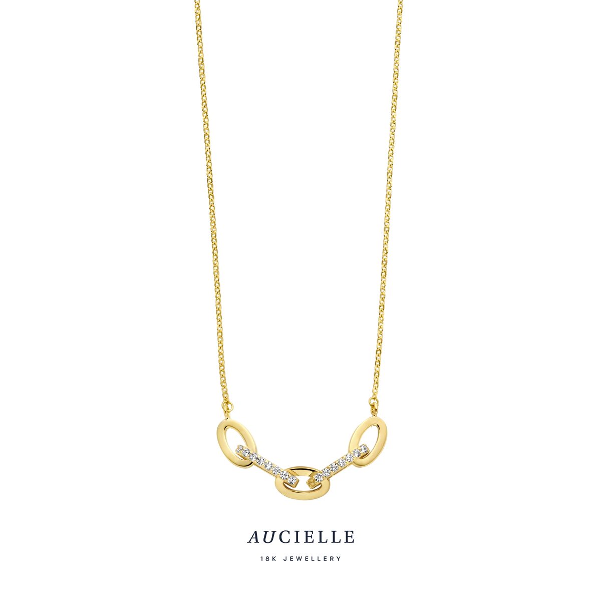 Aucielle ketting  ak0004c/45 geelgoud 18ct zirconium