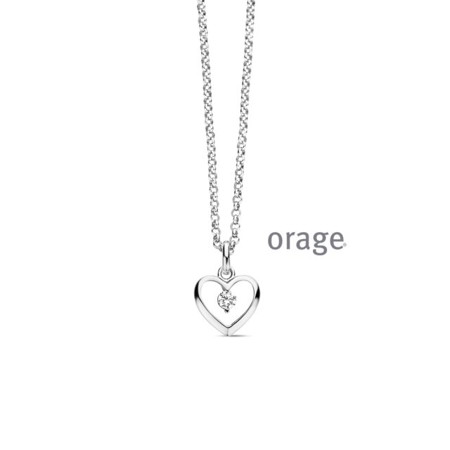 Orage ketting met hart zilver zirconium