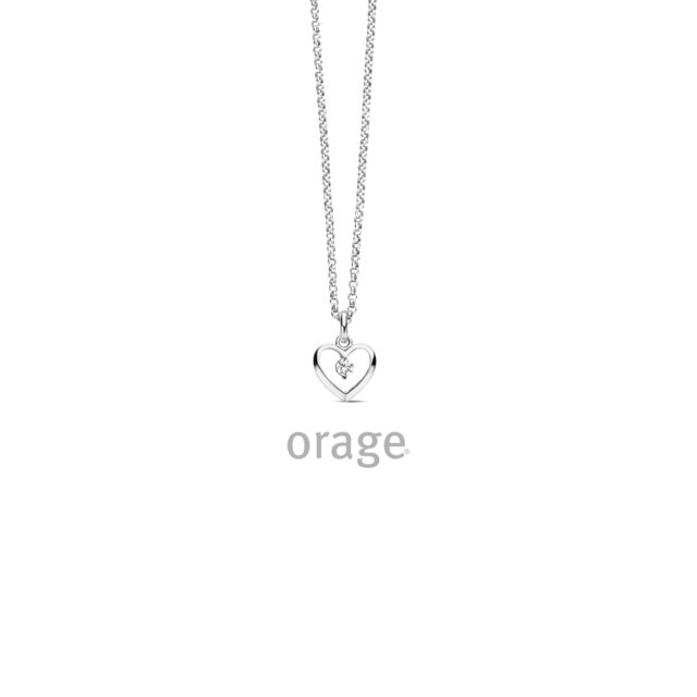 Orage ketting met hart zilver zirconium