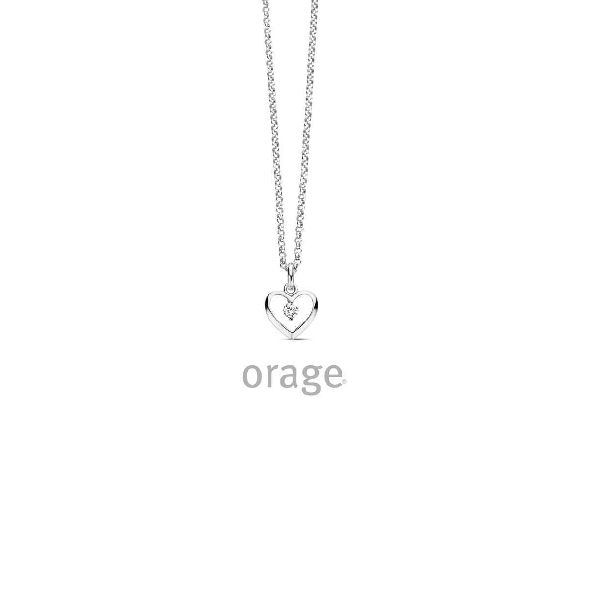 Orage ketting met hart zilver zirconium