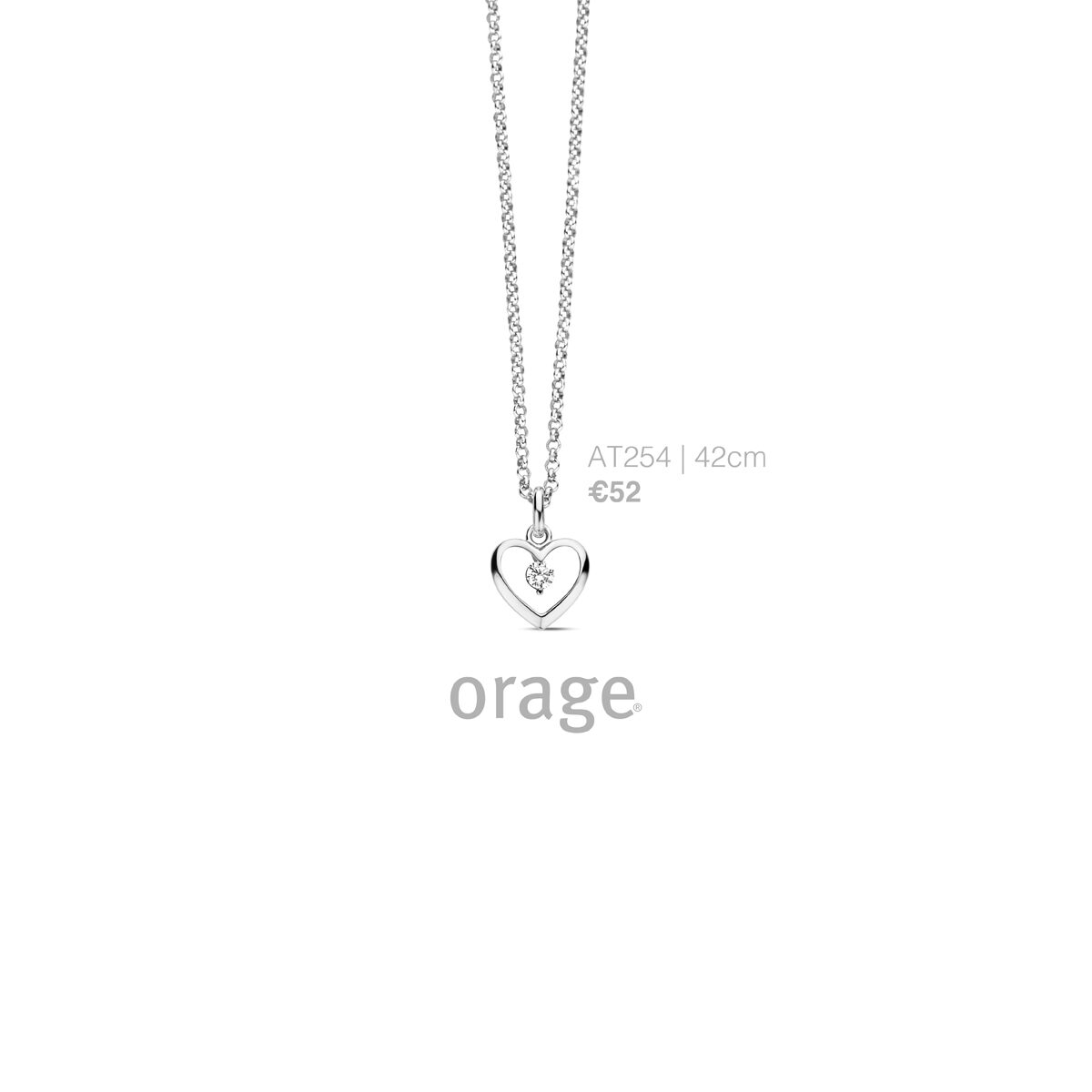 Orage ketting met hart zilver zirconium